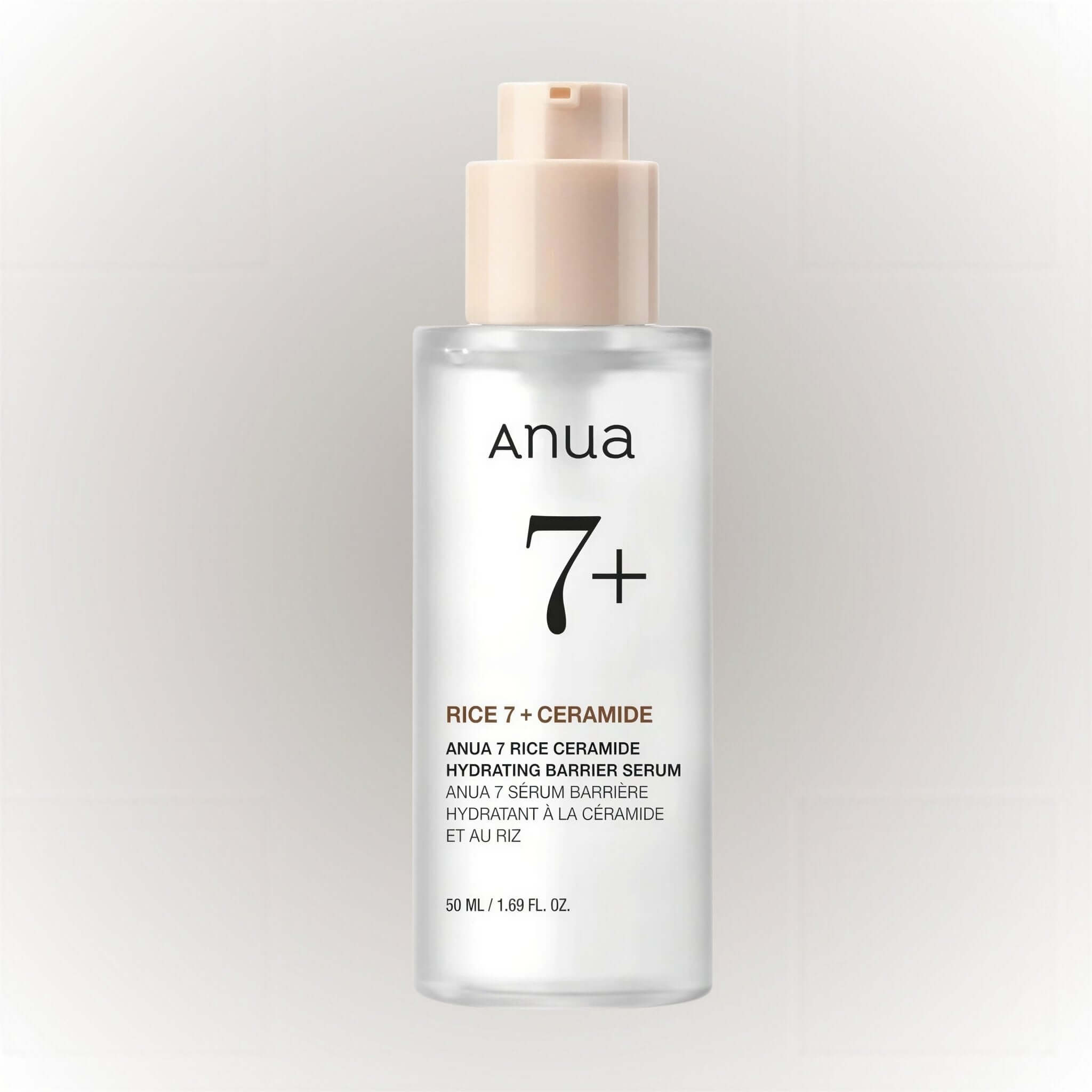 Anua 7 Rice Ceramide Hydrating Barrier Serum 50ml för intensiv återfuktning och hudbalans.