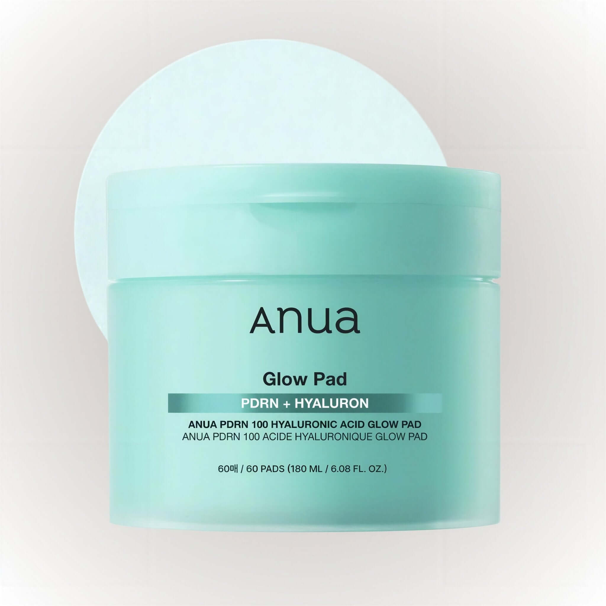 Anua PDRN 100 Hyaluronic Acid Glow Pad 60-Pads 180ml för hudvård och lyster