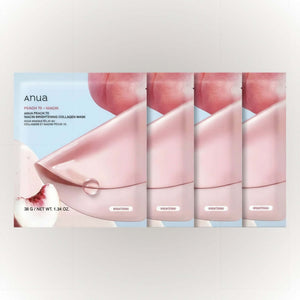 Anua Peach 70 Niacin Brightening Collagen Mask 4-pack för återfuktning och lyster.