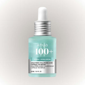 Anua PDRN Hyaluronic Acid Capsule 100 Serum 30ml i en flaska med pipett, återfuktande och glansig formel.