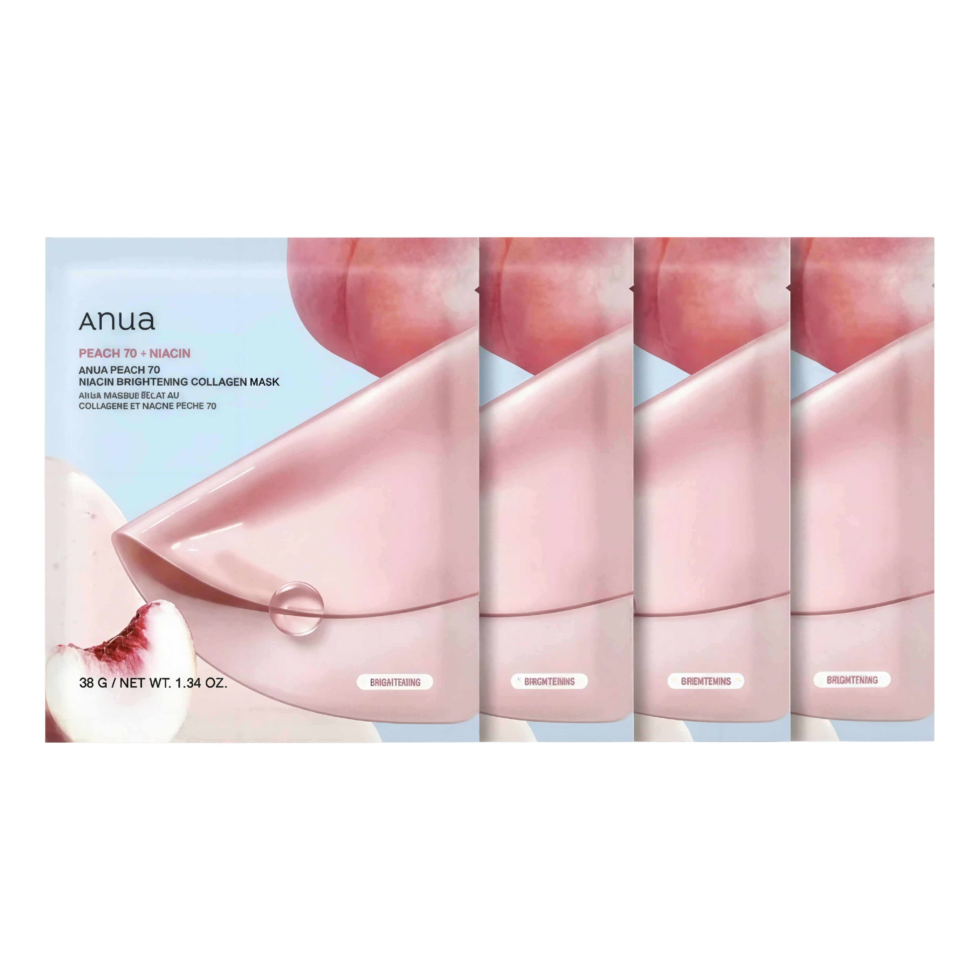 Anua Peach 70 Niacin Brightening Collagen Mask 4-pack