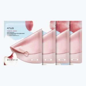 Anua Peach 70-niacin mask 4-pack, rosa förpackning och tuber