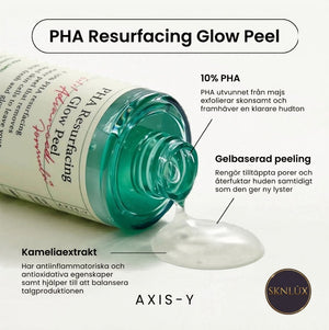 AXIS-Y PHA Resurfacing Glow Peel i en flaska med geléaktig konsistens som hälls ut