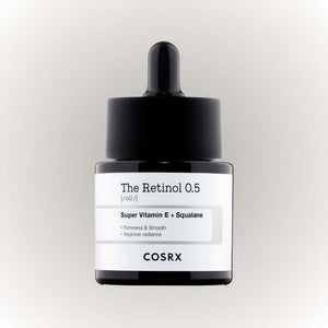 COSRX The Retinol 0.5 Oil 20ml med squalane och vitamin E för fastare och mer strålande hud.