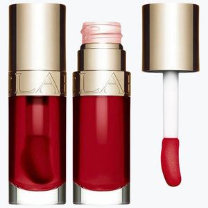 Clarins läppolja i körsbärston, med applikatorspets och genomskinlig flaska
