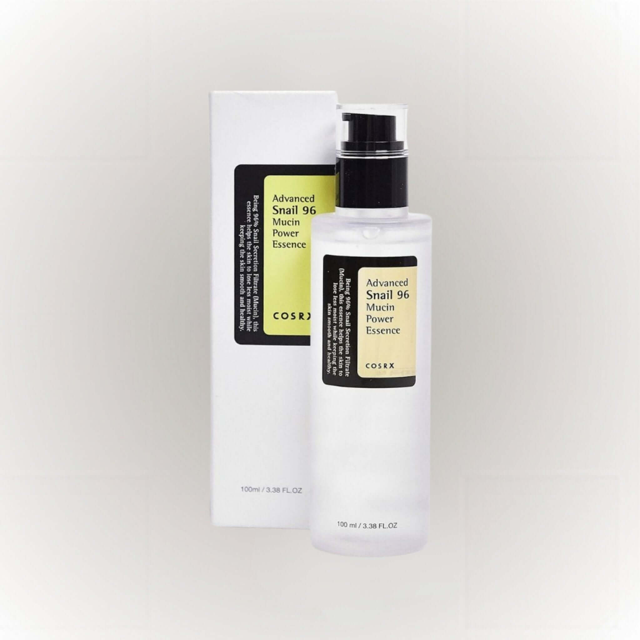 COSRX Advanced Snail 96 Mucin Power Essence 100ml för djupgående återfuktning och förbättrad hudelasticitet.