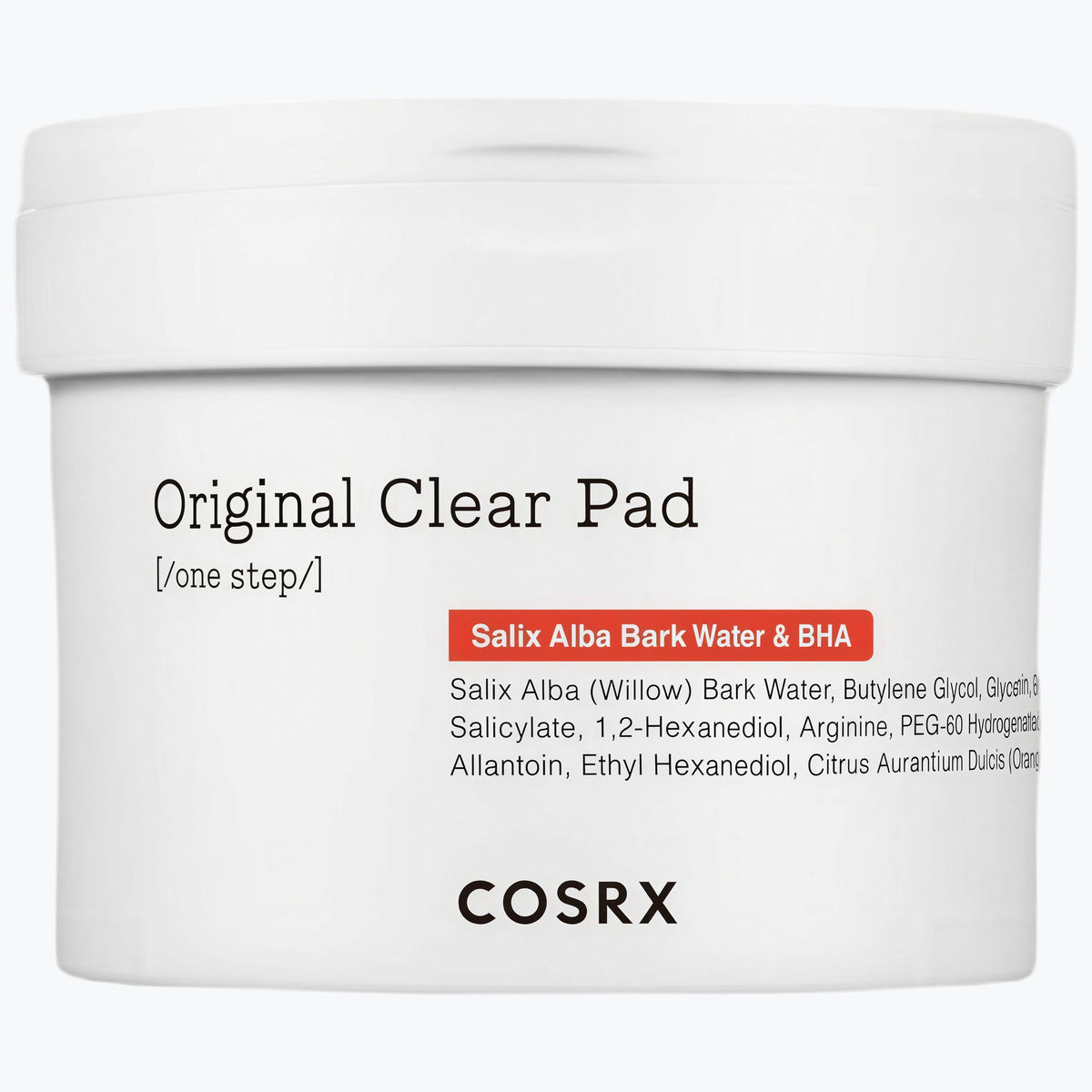 COSRX Original Clear Pad-burk med lock och etikett, vit, 70 st.