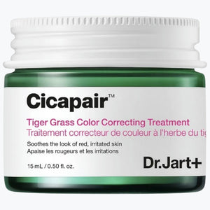 Färgkorrigerande hudbehandling i grön förpackning med Dr.Jart+ Cicapair-etikett, 15 ml