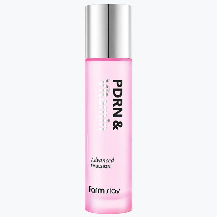 Farmstay PDRN & Advanced emulsion i rosa flaska med silverlock