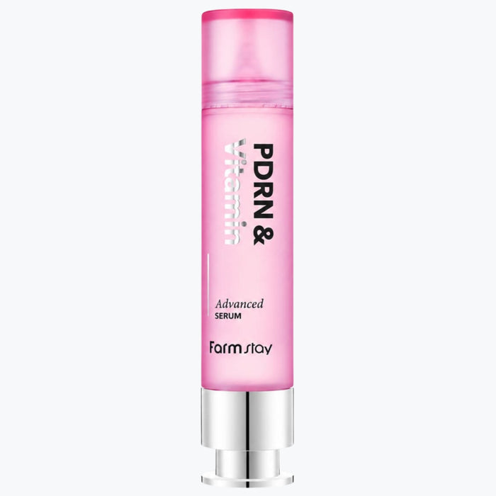 Farmstay PDRN & Vitamin advanced serum i rosa flaska med silverlock