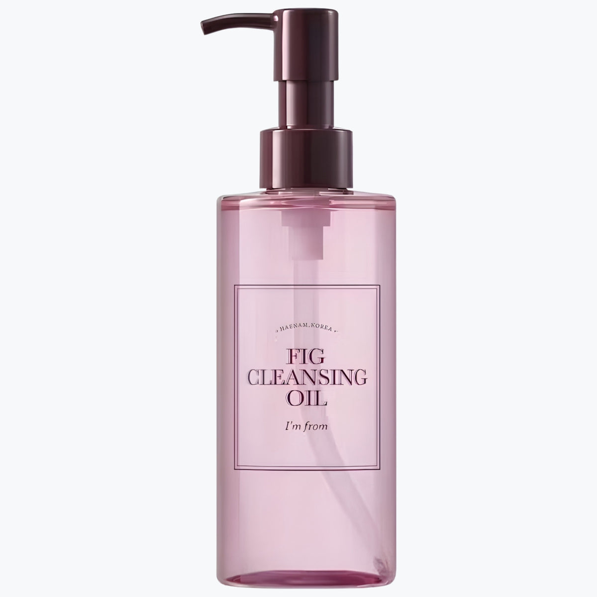 Rensande olja i pumpflaska med figdoft, rosa flaska och dispenser, 200 ml