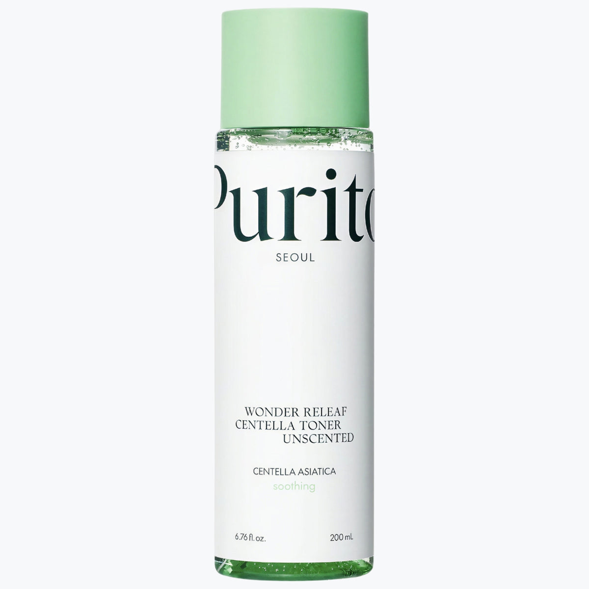 Purito tonerflaska med grön etikett och text, 200 ml utan doft