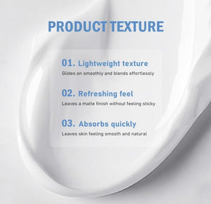 Bild på Beauty Of Joseon Relief Sun Aqua-Fresh textur med tre punkter: lätt vikt, uppfriskande känsla och snabb absorption.