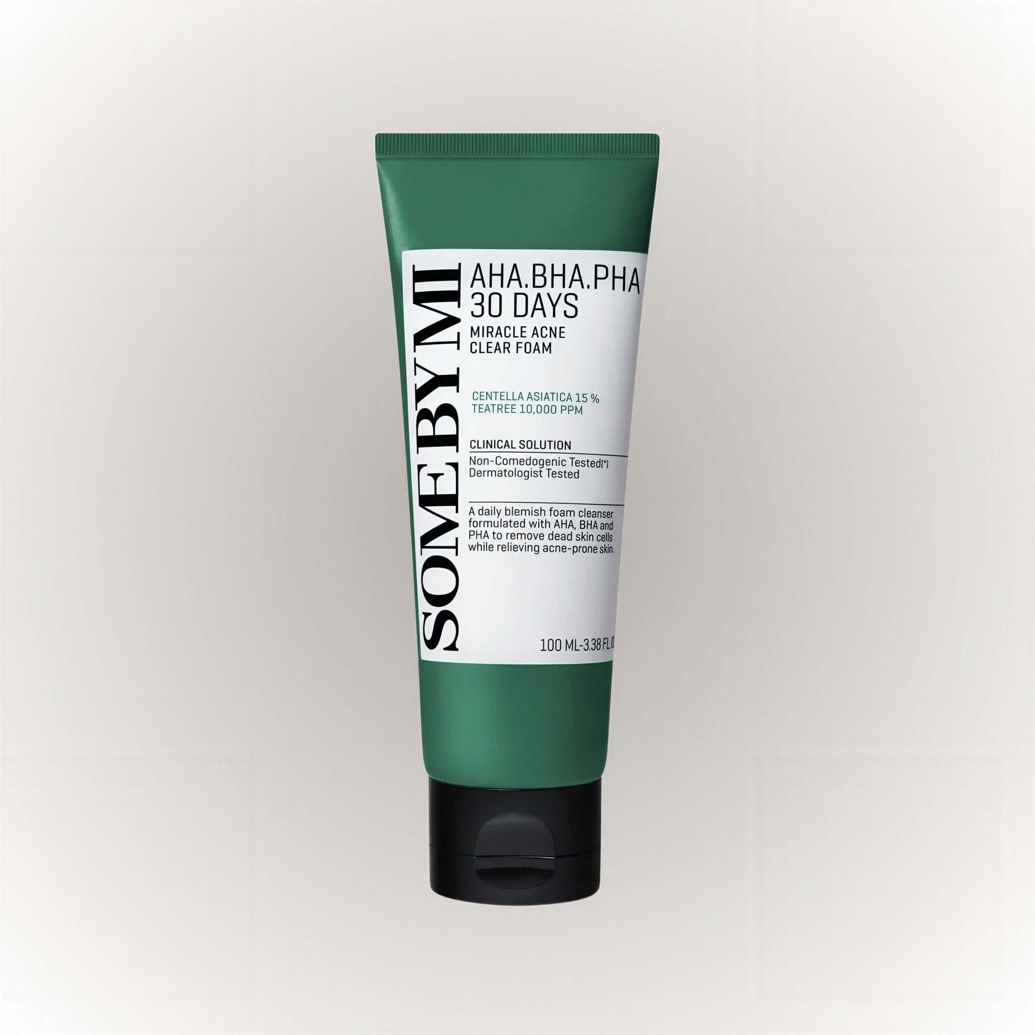 SOME BY MI AHA BHA PHA 30 Days Miracle Acne Clear Foam 100ml tube with deep cleansing formula for skin clarity.