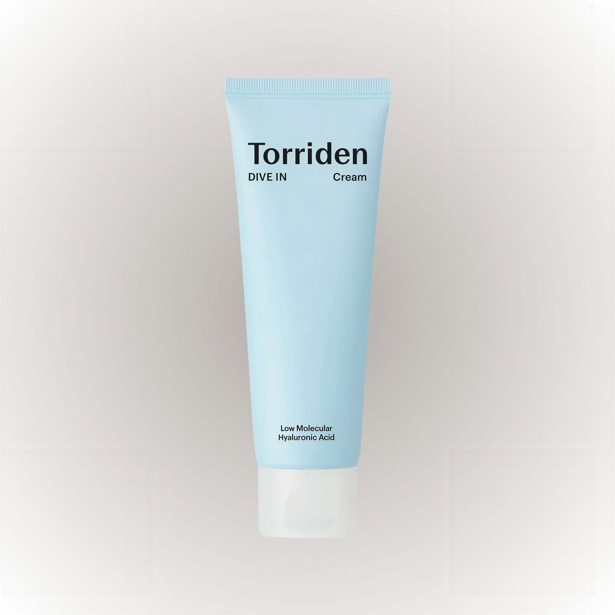 Torriden DIVE IN Cream Low Molecular Hyaluronic Acid i en blå tub med vit text och 80ml volym.
