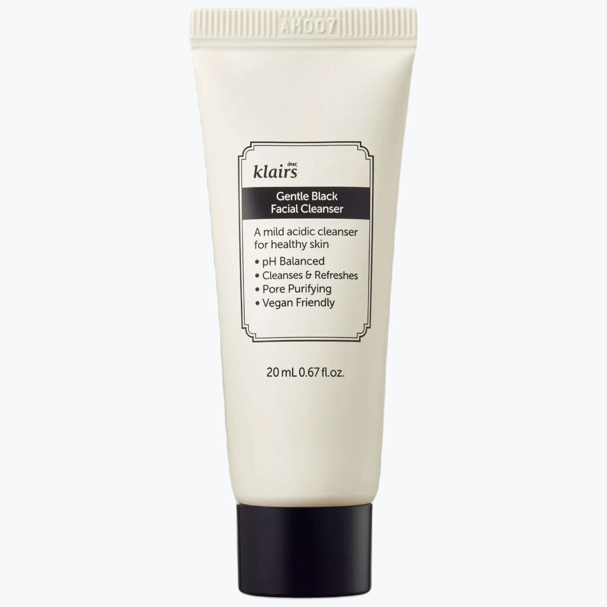 Ansiktsrengöringstuben Gentle Black med pumpaktig kork, 20 ml