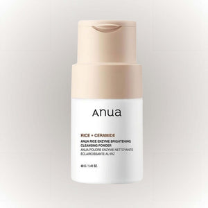 Anua Rice Enzyme Brightening Cleansing Powder 40g produktbild med ceramid och enzymbaserat rengöringspulver.