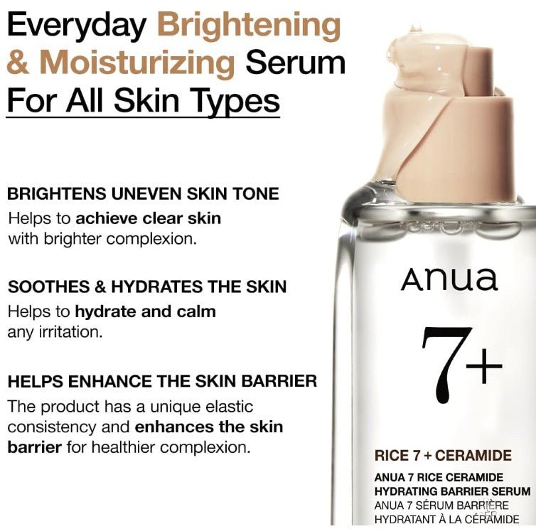 Anua 7 Rice Ceramide Hydrating Barrier Serum 50ml - | SKNLÛX