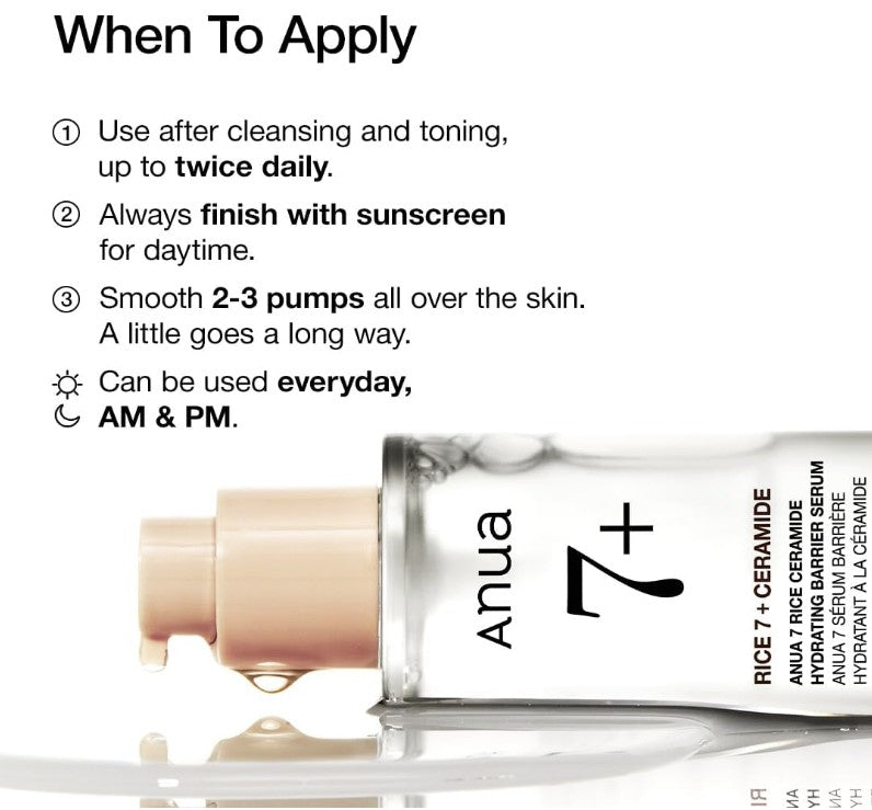 Anua 7 Rice Ceramide Hydrating Barrier Serum 50ml - | SKNLÛX