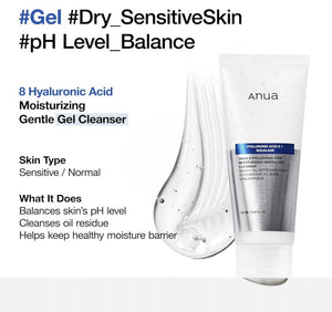 Anua 8 Hyaluronic Acid Hydrating Gentle Foaming Cleanser 150ml - | SKNLÛX