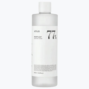 Anua Heartleaf 77% återfuktande hudtoner i 500 ml vit flaska med lock