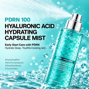 Anua PDRN 100 hydrerande kapselmistspray i turkos flaska med silverpump