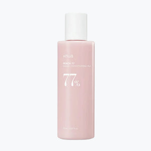Anua Peach 77% niacinkonditionerande mjölk i ljusrosa pumpflaska, 150 ml