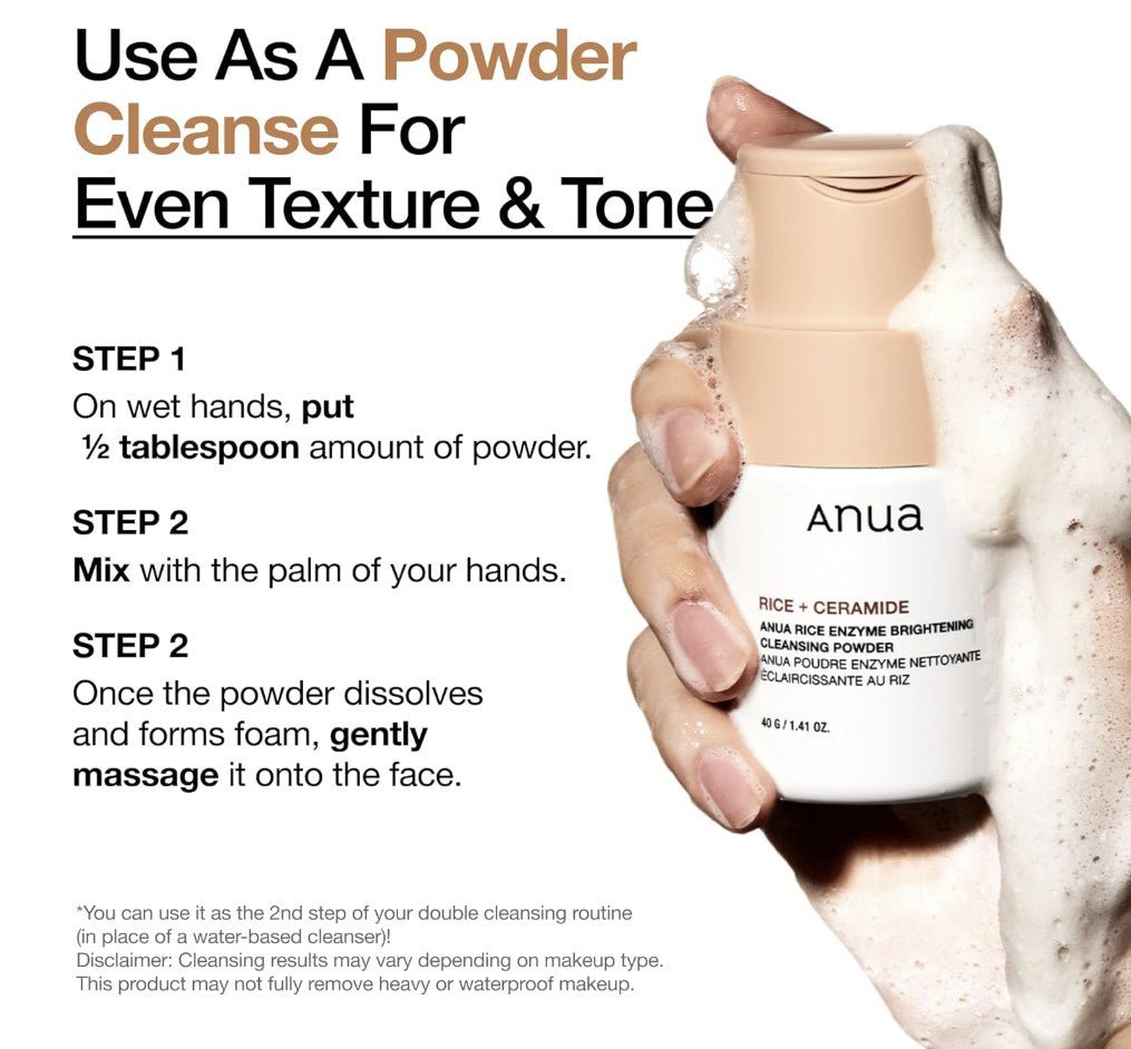 Anua Rice Enzyme Brightening Cleansing Powder 40g - | SKNLÛX