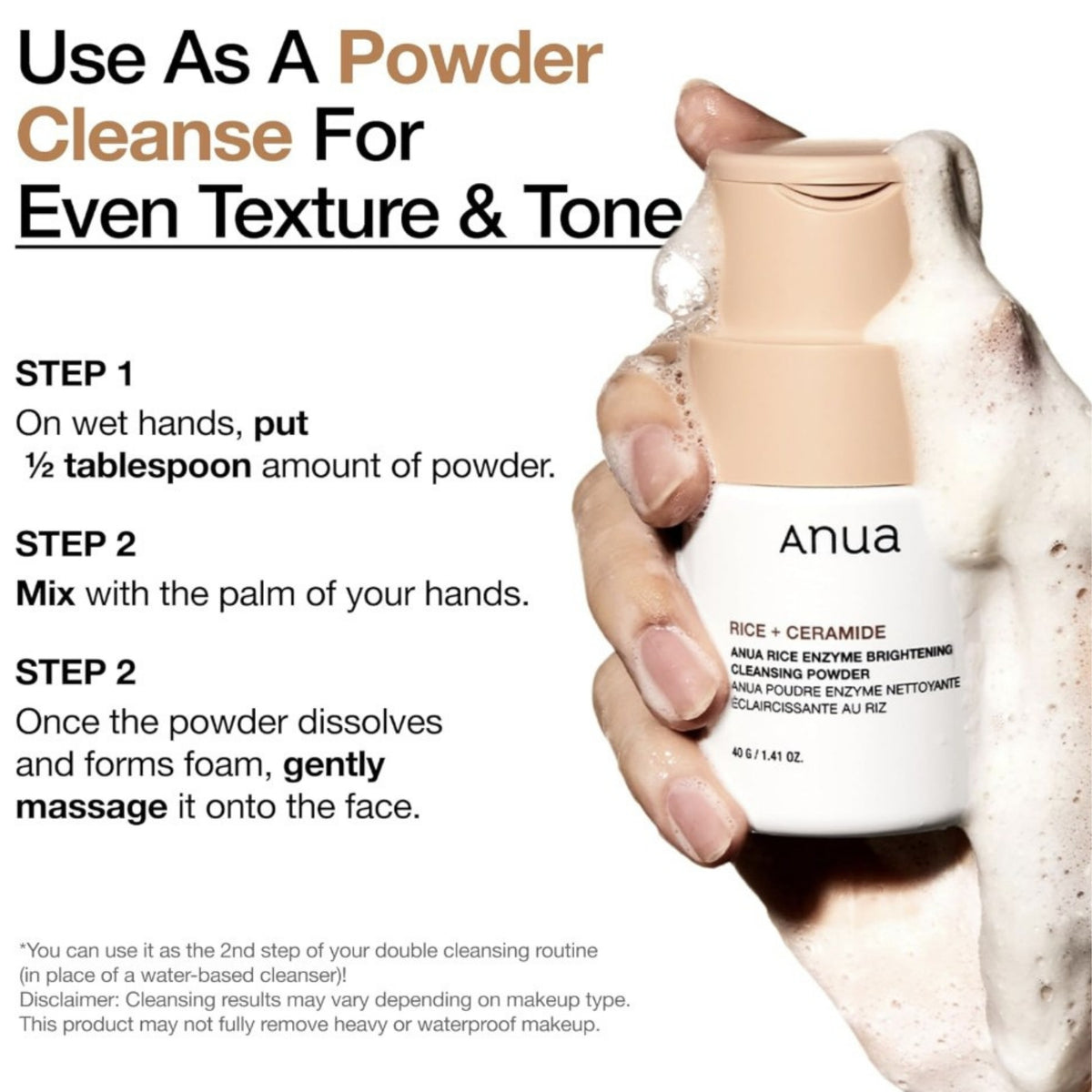 Anua Rice Enzyme Brightening Cleansing Powder 40g