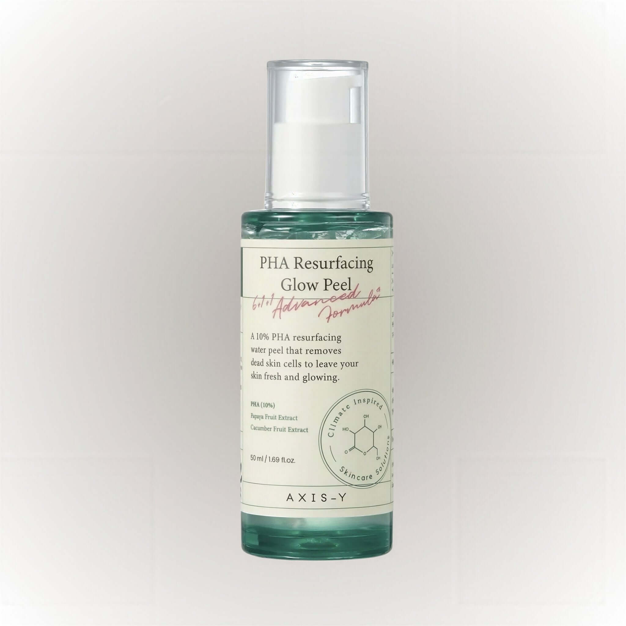 AXIS-Y PHA Resurfacing Glow Peel 50ml flaska med skonsam exfolierande effekt för ljus och jämn hy.