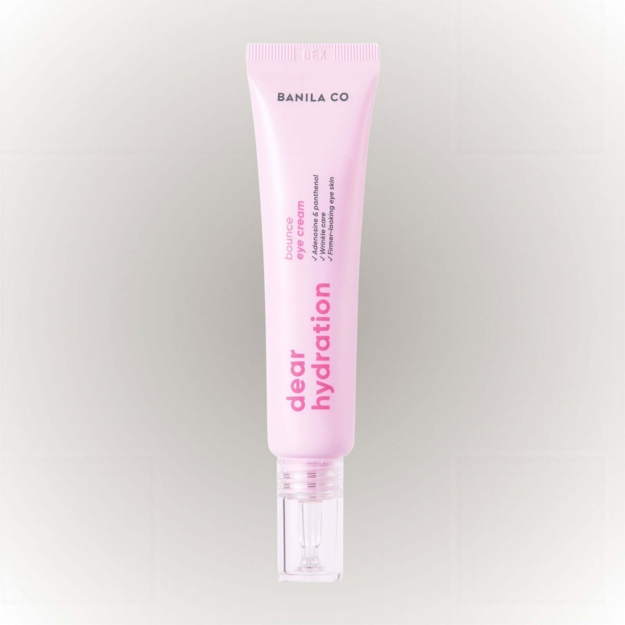 Banila Co Dear Hydration Bounce Eye Cream 20ml i rosa tub med återfuktande ögonkräm för mjukare och fylligare hud.