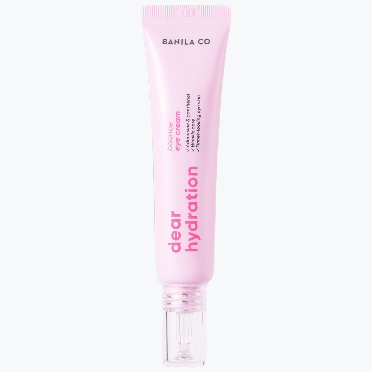 Ögonkräm i rosa tub från Banila Co med presspip