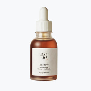 Beauty of Joseon Revive Serum-flaska med vit pipettlock och brun etikett
