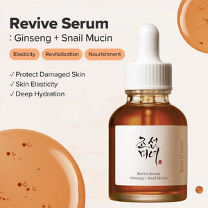 Beauty of Joseon Revive Serum-flaska i bärnstensbrunt glas med vit pipettlock