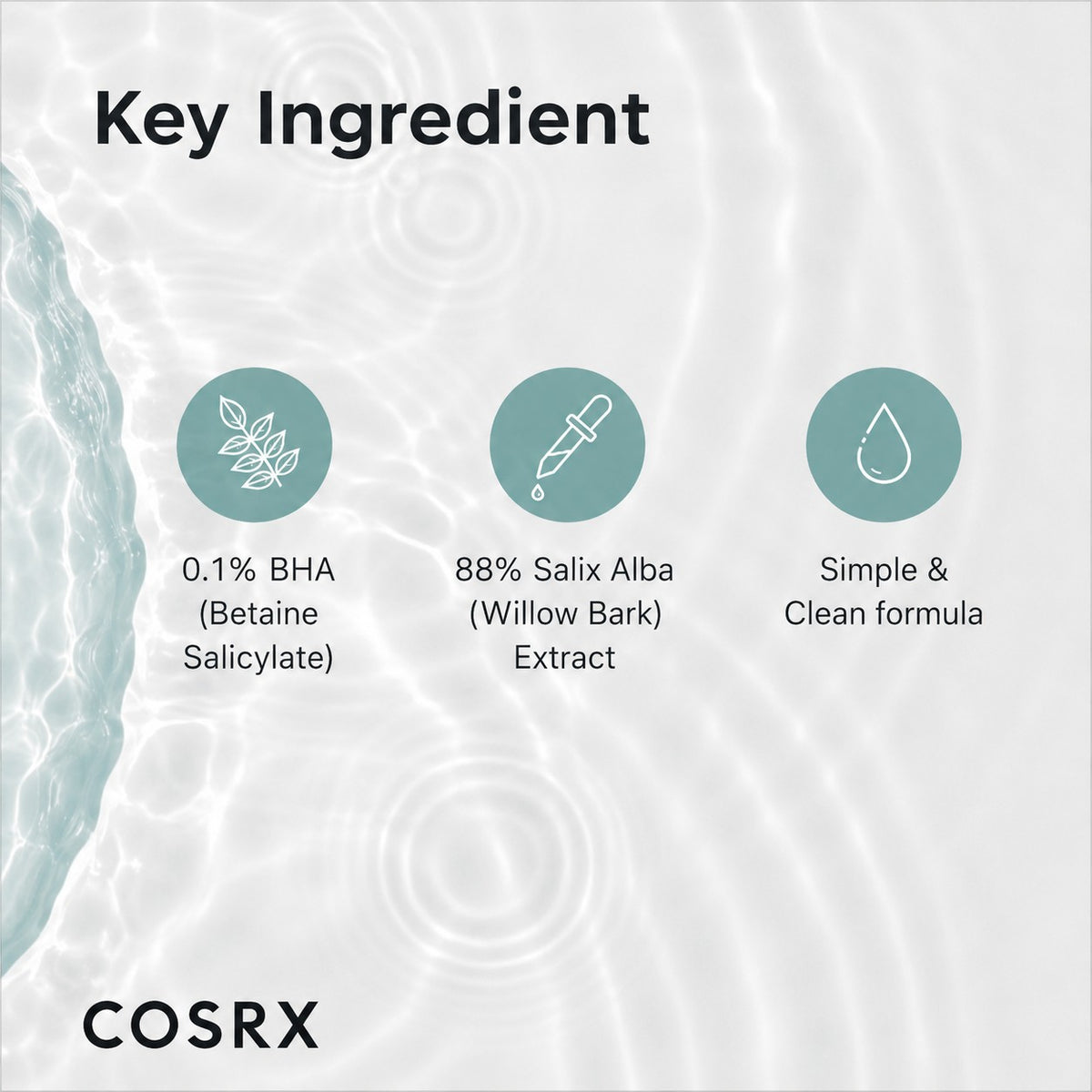 Ansiktsserums nyckelingredienser: 0,1% BHA och 88% salix alba