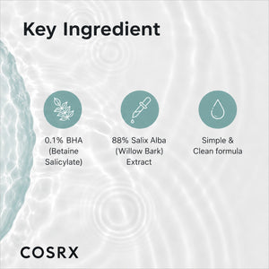 Ansiktsserums nyckelingredienser: 0,1% BHA och 88% salix alba