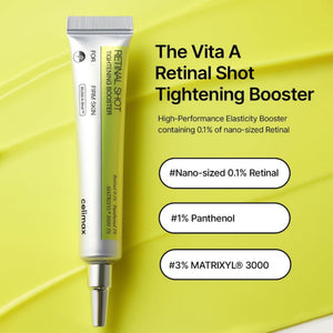 Retinal tightening booster i silverfärgad tub med metallmunstycke och grön etikett