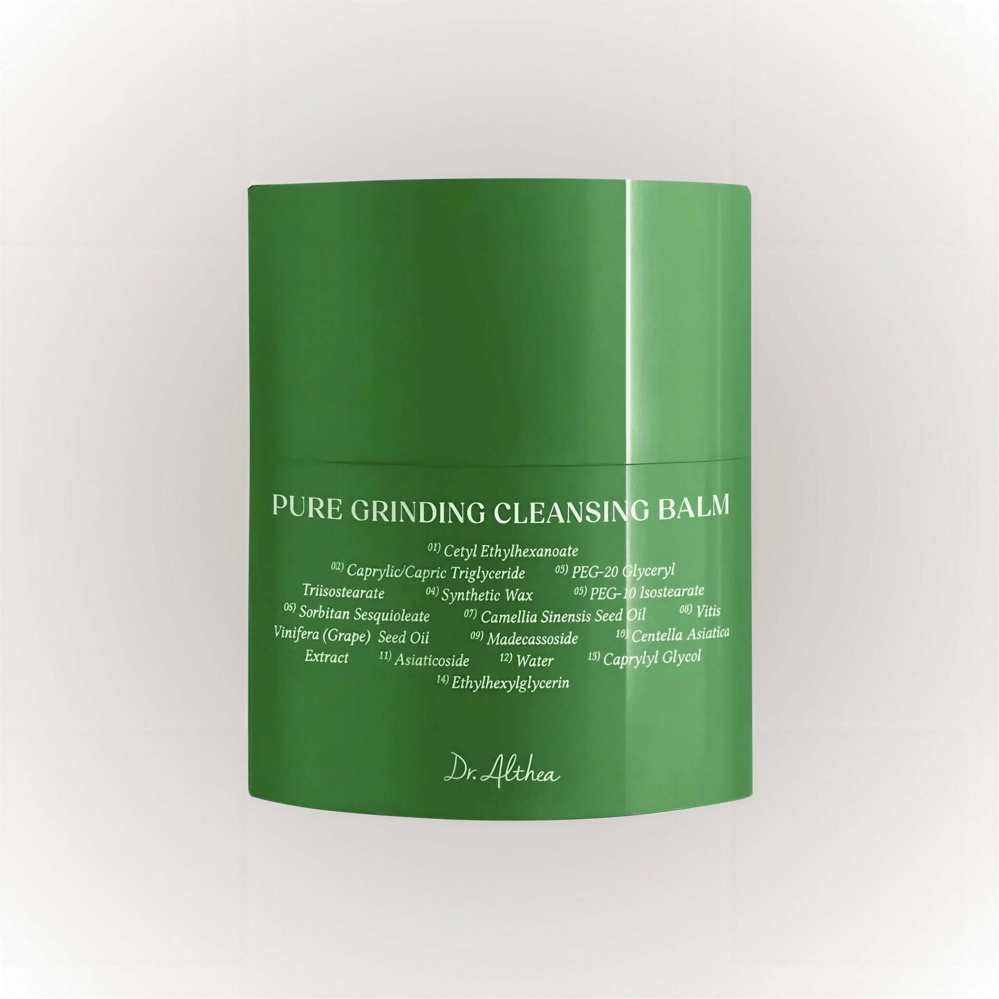 Dr Althea Pure Grinding Cleansing Balm 50ml i grön förpackning med ingredienser listade.