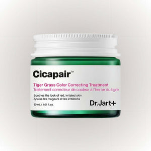 Dr.Jart+ Cicapair Tiger Grass Color Correcting Treatment 30ml i en rund burk med grön och vit design.