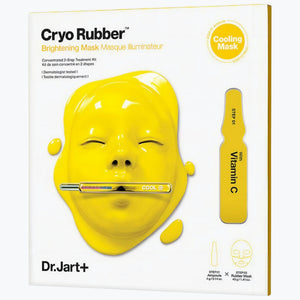 Dr.Jart+ Cryo Rubber ljustgörande maskkit, gul förpackning med kylmask och vitamin C.