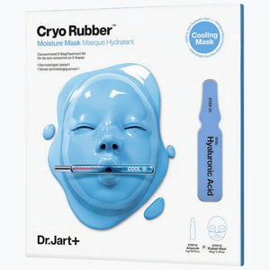 Dr.Jart+ cryo rubber återfuktande ansiktsmaskförpackning med blå maskillustration