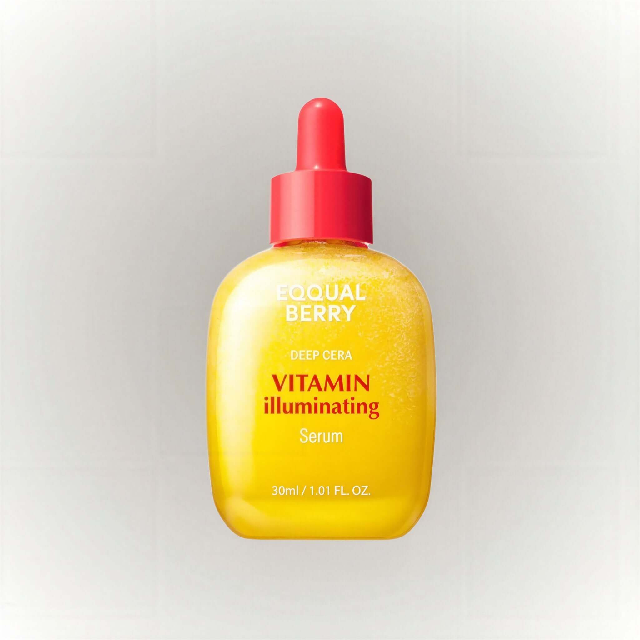 EQQUALBERRY Vitamin Illuminating Serum 30ml i en flaska med pipett för jämn hudton och lyster.