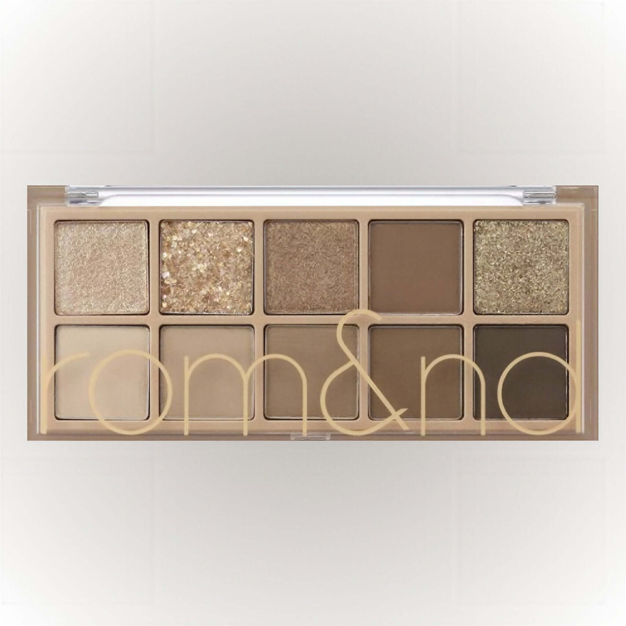rom&nd Better Than Palette #02 Mahogany Garden med matta och skimrande ögonskuggor i jordnära toner.