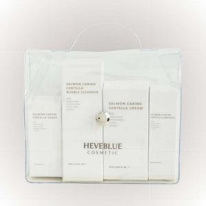 Heveblue Salmon Caring Centella Special Travel Kit med rengöring och hudvård för resor.