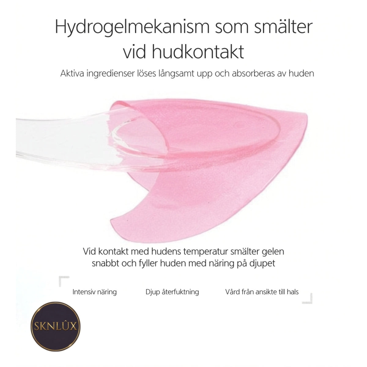 Rosa hydrogelögonplåster som smälter vid hudkontakt