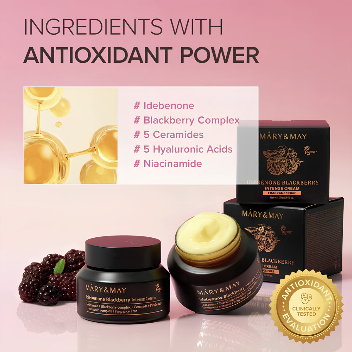 Mary & May Idebenone + Blackberry Complex Intense Care Cream 70g