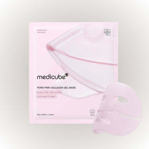 Medicube PDRN Pink Collagen Gel Mask för hudvård, förbättrar hudens struktur och ger snabb plump-effekt.
