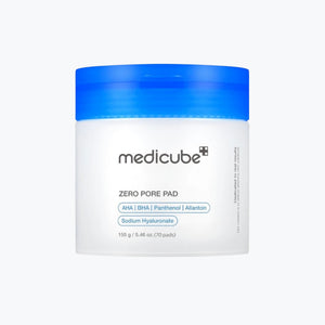 Hudvårdsburk med blå lock och etikett Zero Pore Pad från medicube