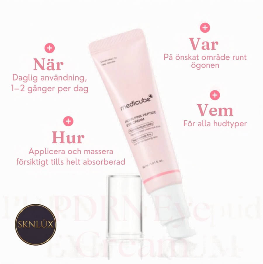 Medicube PDRN Pink Peptide Eye Cream, PDRN ögonkräm med peptider, för att minska mörka ringar och släta ut fina linjer.