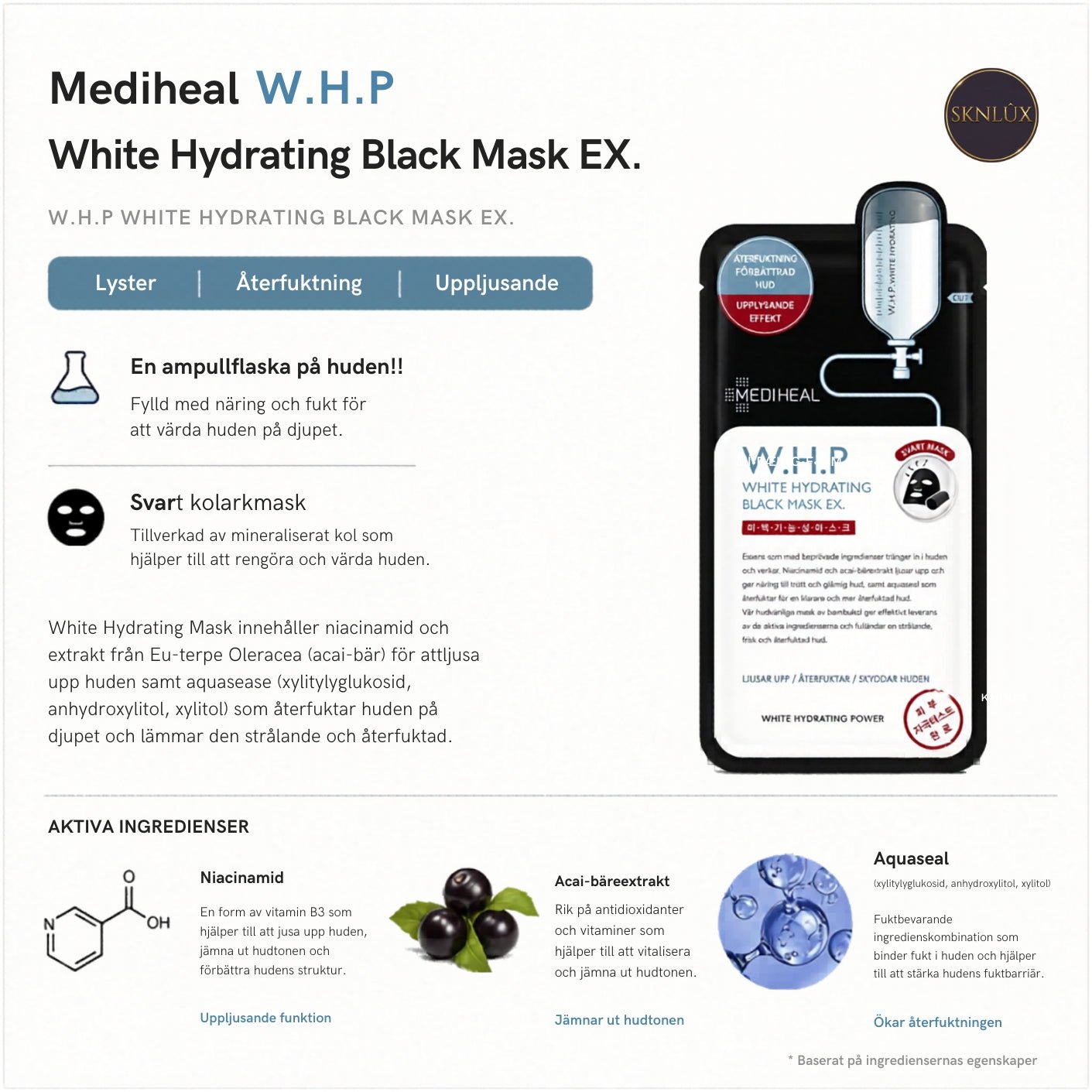 Mediheal W.H.P White Hydrating Black Mask EX 25ml - | SKNLÛX